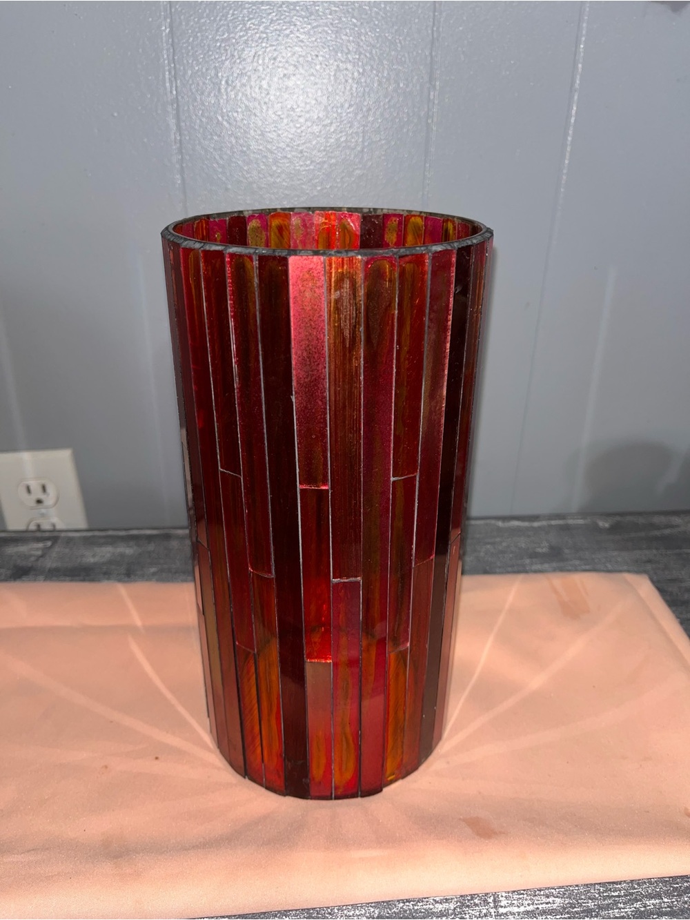 Red Glass Mosaic Column Vase by Home Accents
